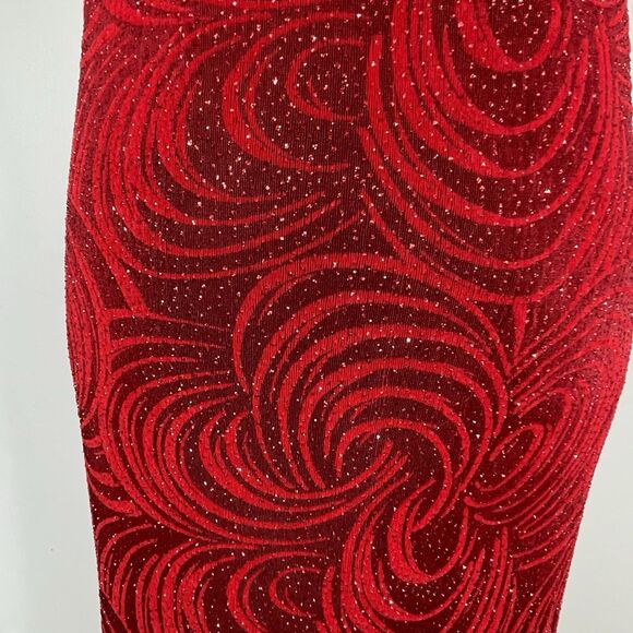 Vintage y2k 90s Cache Prom Formal Dress Glitter Maxi Fitted M Red Whimsical USA - Picture 8 of 16